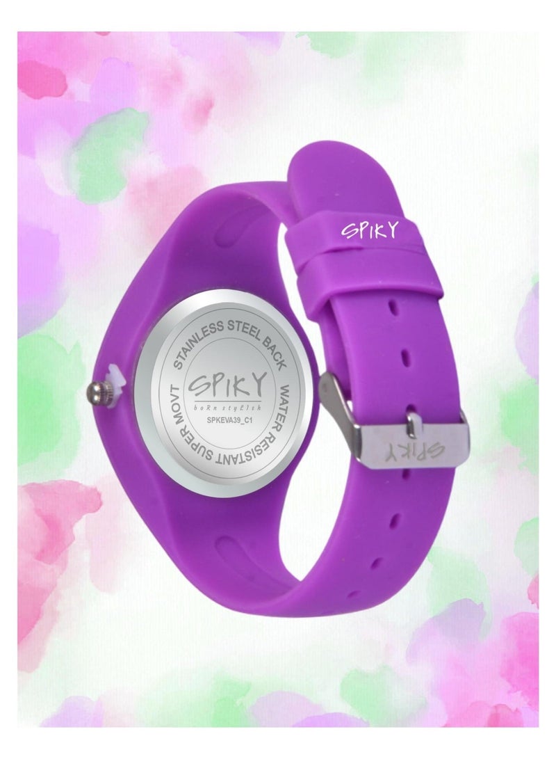 SPIKY Round Casual Analog Watch for Kids- Girl -Purple Color - Image 5